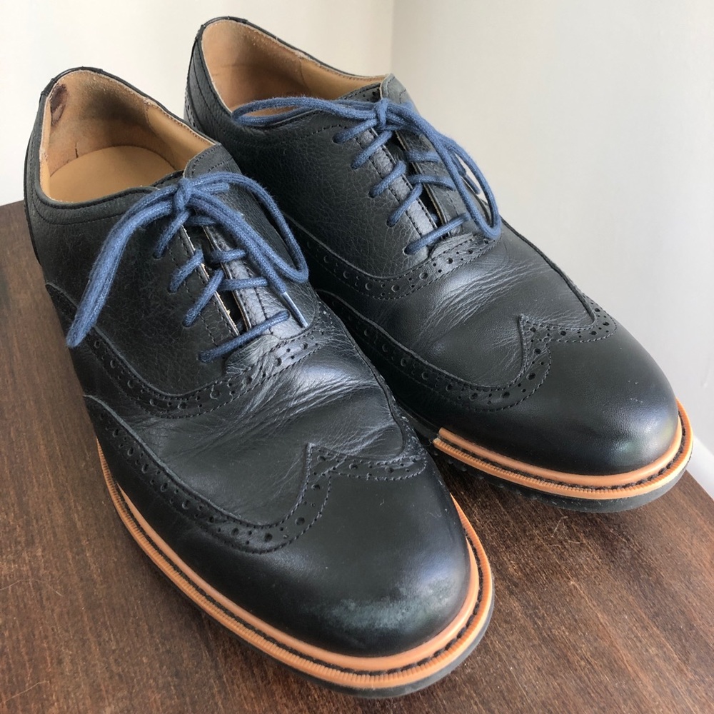 Cole Haan Navy Blue Wingtip Oxford Dress Shoes